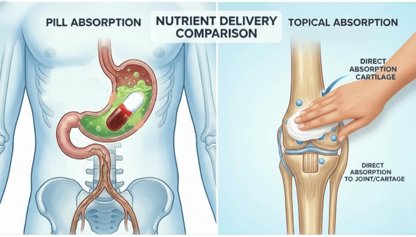 Transdermal application to the knee